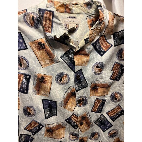 Preswick & Moore Vintage Men’s L Short Sleeve Button Down Cotton Blend Shirt - Picture 16 of 16